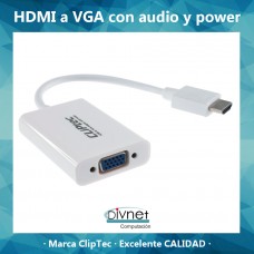 Hdmi To Vga  Cliptec Adaptador Con  Audio Y Power